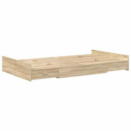 Berkfield Storage Bed Frame Sonoma Oak 120 X 200 Cm Engineered Wood - thumbnail 2
