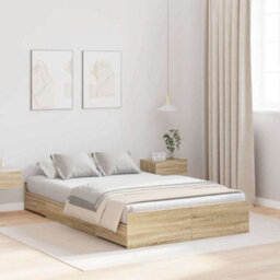 Berkfield Storage Bed Frame Sonoma Oak 120 X 200 Cm Engineered Wood - thumbnail 1