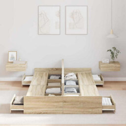 Berkfield Storage Bed Frame Sonoma Oak 120 X 200 Cm Engineered Wood - thumbnail 4