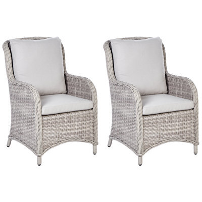 Beliani Set Of 2 Garden Armchairs Cascais Pe Rattan Beige - image 1