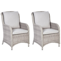 Beliani Set Of 2 Garden Armchairs Cascais Pe Rattan Beige - thumbnail 1