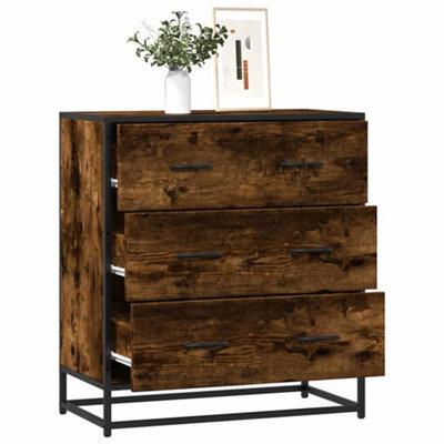 Walplus Sideboard Smoked Oak 68X35X76 Cm Engineered Wood And Metal - image 1