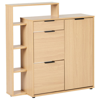Beliani Shoe Storage Cabinet Mirani Light Brown - image 1