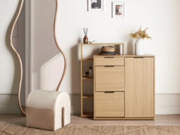Beliani Shoe Storage Cabinet Mirani Light Brown - thumbnail 2