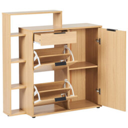 Beliani Shoe Storage Cabinet Mirani Light Brown - thumbnail 5