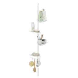 LEDREM Shower Corner Shelf, 4-Tier Bathroom Shower Shelf, 85-305 Cm Adjustable Shower Caddies, Bathroom Organiser, White - thumbnail 3