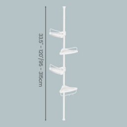 LEDREM Shower Corner Shelf, 4-Tier Bathroom Shower Shelf, 85-305 Cm Adjustable Shower Caddies, Bathroom Organiser, White - thumbnail 4
