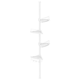 LEDREM Shower Corner Shelf, 4-Tier Bathroom Shower Shelf, 85-305 Cm Adjustable Shower Caddies, Bathroom Organiser, White - thumbnail 2