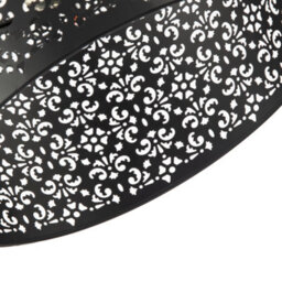 Happy Homewares Moroccan Designed Matte Black Metal Pendant Light Shade With Floral Decoration - thumbnail 3