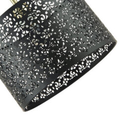 Happy Homewares Moroccan Designed Matte Black Metal Pendant Light Shade With Floral Decoration - thumbnail 5
