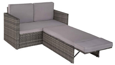 Evre 2 Seater Outdoor Rattan Garden Love Bed Furniture Set Grey For Patio Conservatory - image 1