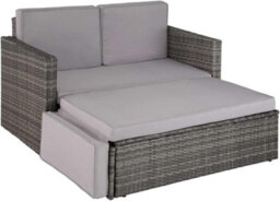 Evre 2 Seater Outdoor Rattan Garden Love Bed Furniture Set Grey For Patio Conservatory - thumbnail 4