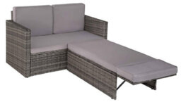 Evre 2 Seater Outdoor Rattan Garden Love Bed Furniture Set Grey For Patio Conservatory - thumbnail 5