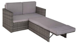 Evre 2 Seater Outdoor Rattan Garden Love Bed Furniture Set Grey For Patio Conservatory - thumbnail 1