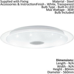 Elegant White Flush Mount Ceiling Light With Crystal Effect Led 36W - thumbnail 2