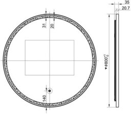 Affine Round Led Mirror Illuminated Touch Bathroom Demister Mains Matt Black 800mm - thumbnail 4