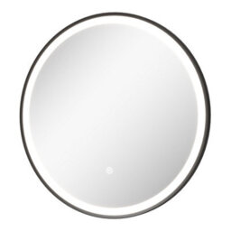 Affine Round Led Mirror Illuminated Touch Bathroom Demister Mains Matt Black 800mm - thumbnail 3