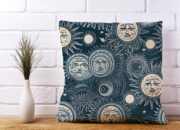 Warren Reed Designer Silver Blue Moon And Stars Cushions 45Cm X 45Cm - thumbnail 2