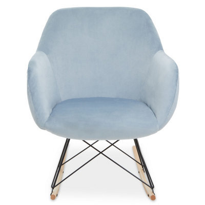 Orsina Small Blue Velvet Rocking Chair, Comfortable Velvet Desk Chair, Backrest Velvet Armchair, Accent Armchair - image 1