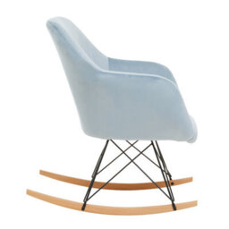 Orsina Small Blue Velvet Rocking Chair, Comfortable Velvet Desk Chair, Backrest Velvet Armchair, Accent Armchair - thumbnail 3