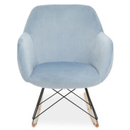 Orsina Small Blue Velvet Rocking Chair, Comfortable Velvet Desk Chair, Backrest Velvet Armchair, Accent Armchair - thumbnail 1