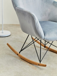 Orsina Small Blue Velvet Rocking Chair, Comfortable Velvet Desk Chair, Backrest Velvet Armchair, Accent Armchair - thumbnail 7