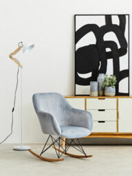 Orsina Small Blue Velvet Rocking Chair, Comfortable Velvet Desk Chair, Backrest Velvet Armchair, Accent Armchair - thumbnail 5