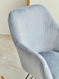 Orsina Small Blue Velvet Rocking Chair, Comfortable Velvet Desk Chair, Backrest Velvet Armchair, Accent Armchair - thumbnail 6
