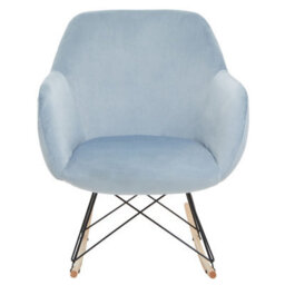 Orsina Small Blue Velvet Rocking Chair, Comfortable Velvet Desk Chair, Backrest Velvet Armchair, Accent Armchair - thumbnail 9