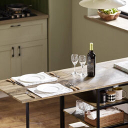 Sobuy Fwt62-N, Folding Dining Table With 3 Shelves, Kitchen Dining Room Table, Wood Veneer,w180Xd60Xh76.5 - thumbnail 3