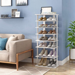 Living And Home 7 Tiers White Vertical Household Space Saving Shoe Rack Entryway Shoe Storage Shelf Unit - thumbnail 1