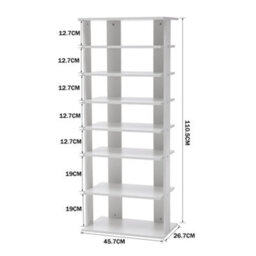 Living And Home 7 Tiers White Vertical Household Space Saving Shoe Rack Entryway Shoe Storage Shelf Unit - thumbnail 5