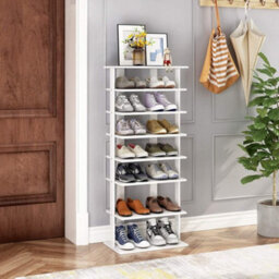 Living And Home 7 Tiers White Vertical Household Space Saving Shoe Rack Entryway Shoe Storage Shelf Unit - thumbnail 2