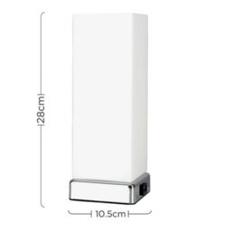 Valuelights Lazio Pair Of Chrome And White Modern Frosted Glass Bedside Touch Table Lamps With Usb Charging Ports - thumbnail 8