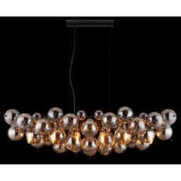 Luminosa Lighting Luminosa Udo Bar Pendant Ceiling Light Matt Black Balls Smoke Glass Shade 6X E14 - thumbnail 5