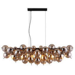 Luminosa Lighting Luminosa Udo Bar Pendant Ceiling Light Matt Black Balls Smoke Glass Shade 6X E14 - thumbnail 3