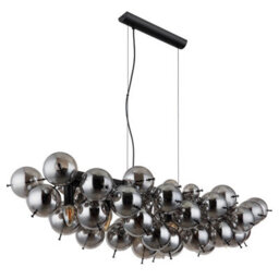 Luminosa Lighting Luminosa Udo Bar Pendant Ceiling Light Matt Black Balls Smoke Glass Shade 6X E14 - thumbnail 2