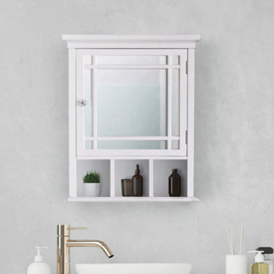 Teamson Home Wall Mounted Mirrored Bathroom Medicine Cabinet, Bathroom Storage, White - image 1