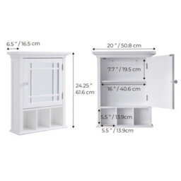 Teamson Home Wall Mounted Mirrored Bathroom Medicine Cabinet, Bathroom Storage, White - thumbnail 5