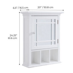 Teamson Home Wall Mounted Mirrored Bathroom Medicine Cabinet, Bathroom Storage, White - thumbnail 4