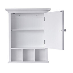 Teamson Home Wall Mounted Mirrored Bathroom Medicine Cabinet, Bathroom Storage, White - thumbnail 6