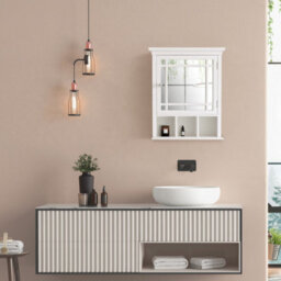Teamson Home Wall Mounted Mirrored Bathroom Medicine Cabinet, Bathroom Storage, White - thumbnail 3