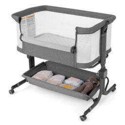 Costway Baby Bassinet Bedside Sleeper Bedside Crib W/ 6-Level Adjustable Height-Dark Grey
