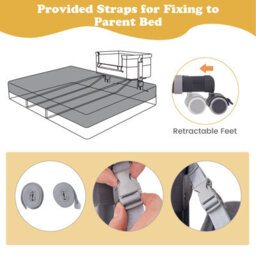 Costway Baby Bassinet Bedside Sleeper Bedside Crib W/ 6-Level Adjustable Height-Dark Grey - thumbnail 8