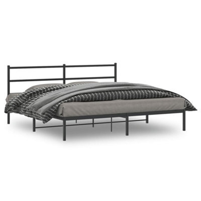 Berkfield Metal Bed Frame Without Mattress With Headboard Black 180X200Cm - image 1