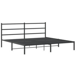 Berkfield Metal Bed Frame Without Mattress With Headboard Black 180X200Cm - thumbnail 3