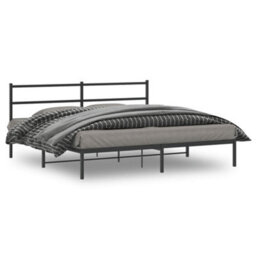 Berkfield Metal Bed Frame Without Mattress With Headboard Black 180X200Cm - thumbnail 1