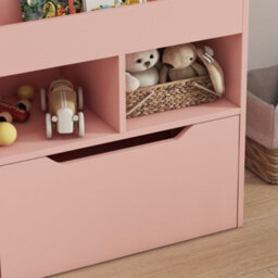 Homcom Kids Bookcase, Toy Box W/ Storage Drawer, Wheels For Bedroom - Pink - thumbnail 8