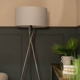 Valuelights Camden Brushed Chrome Tripod Floor Lamp With Grey Drum Shade - thumbnail 7