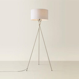 Valuelights Camden Brushed Chrome Tripod Floor Lamp With Grey Drum Shade - thumbnail 4